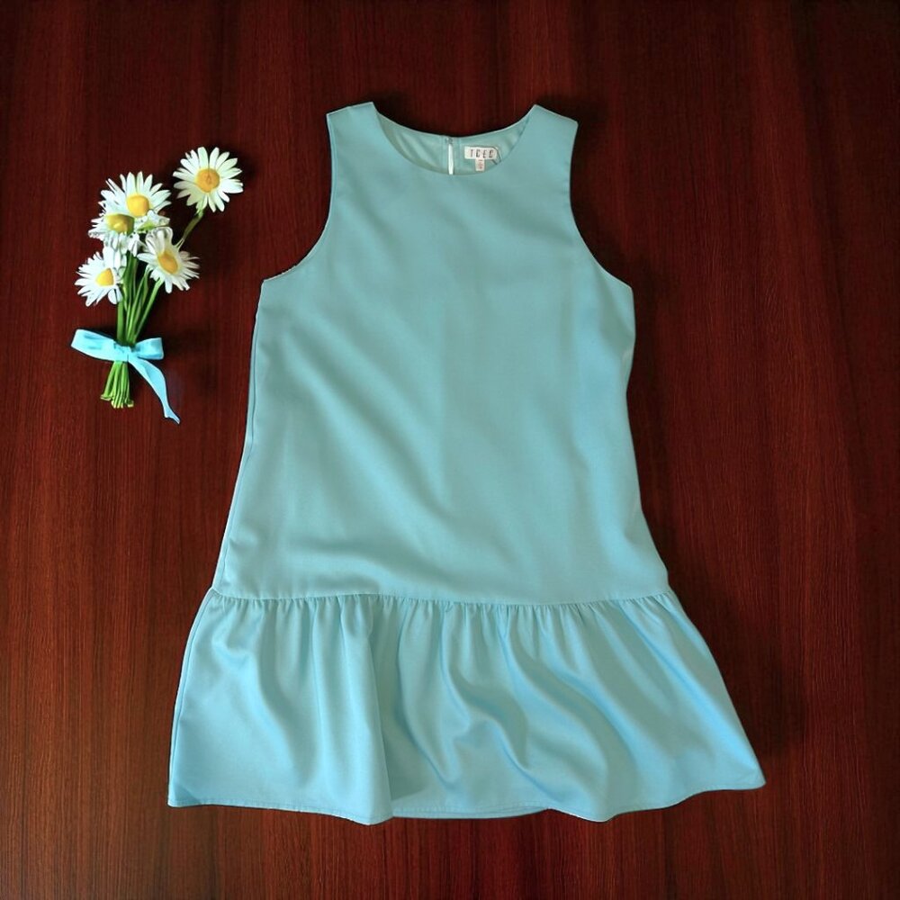 TCEC light blue drop waist ruffle hem dress